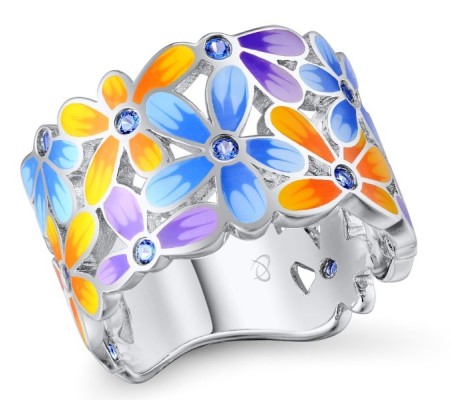 Sterling Silver Ring Blue Spinel,Enamel (R309379ENASL925)