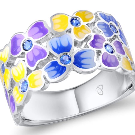 Sterling Silver Ring Blue Spinel,Enamel (R309545ENASL925) - US 6