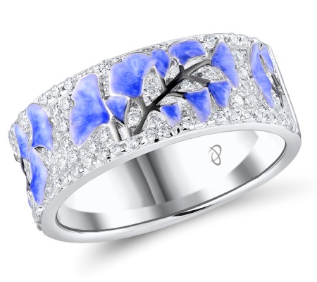 Sterling Silver w/ Black White Plating Ring Enamel,White Cubic Zirconia (R309547ENA1SK925) - US 6