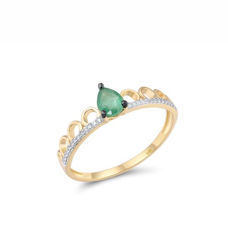 14KYWB Ring Diamond,Emerald (R309564EMR14KYWB) - US 7