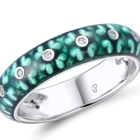 Sterling Silver Ring Enamel,White Cubic Zirconia (R309699ENASL925)