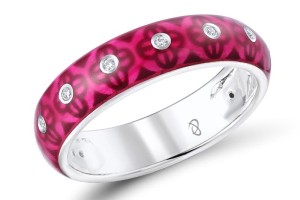 Sterling Silver Ring Enamel,White Cubic Zirconia (R309700ENASL925)