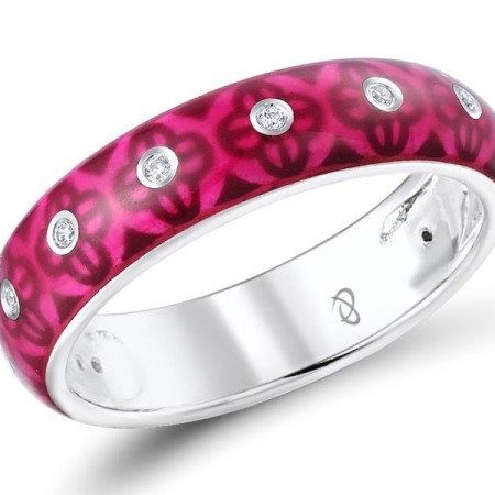 Sterling Silver Ring Enamel,White Cubic Zirconia (R309700ENASL925)