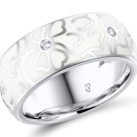 Sterling Silver Ring Enamel,White Cubic Zirconia (R309726ENASL925) - US 6