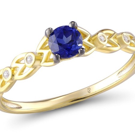 14KYB Ring Blue Sapphire,Diamond (R309756SAP14KYB) - US 6.5