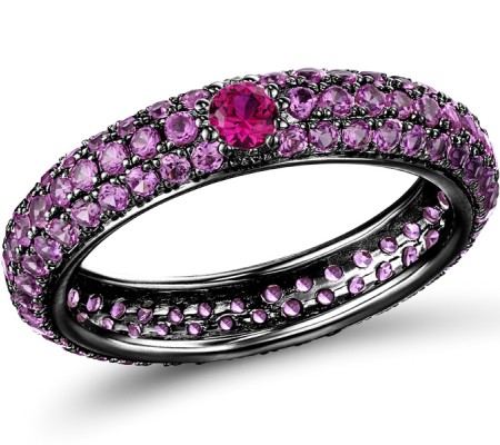 Sterling Silver w/ Black Plating Ring Created Pink Sapphire,Created Ruby (R310104BCPR1SB925)