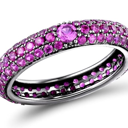 Sterling Silver w/ Black Plating Ring Created Ruby,Created Pink Sapphire (R310104BCPRSB925)