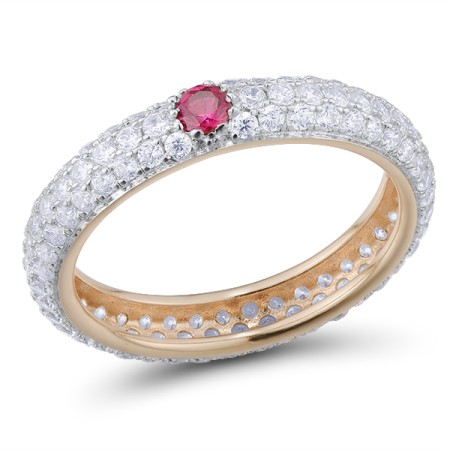 Ionic Rose Plating Ring Created Ruby,White Cubic Zirconia (R310104BCPSZ4SQ925)