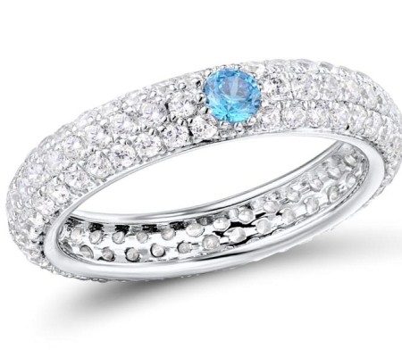 Sterling Silver Ring Blue Cubic Zirconia,White Cubic Zirconia (R310104BLZZSL925)