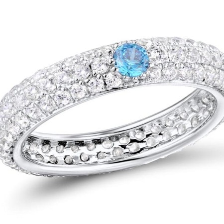 Sterling Silver Ring Blue Cubic Zirconia,White Cubic Zirconia (R310104BLZZSL925)