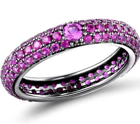 Sterling Silver w/ Black Plating Ring Created Pink Sapphire,Created Ruby (R310104CCPRSB925)