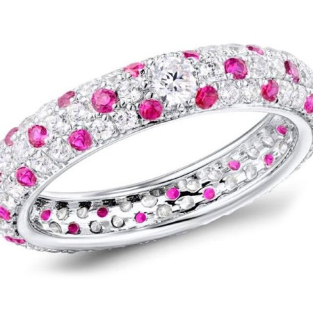 Sterling Silver Ring Created Ruby,White Cubic Zirconia (R310104CCRZSL925)