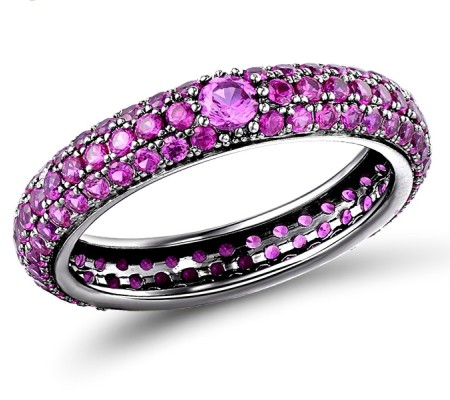 Sterling Silver w/ Black Plating Ring Created Pink Sapphire,Created Ruby (R310104CPRSB925) - US 7.25