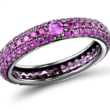 Sterling Silver w/ Black Plating Ring Created Pink Sapphire,Created Ruby (R310104CPRSB925) - US 7.25