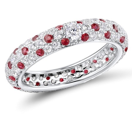 Sterling Silver Ring Created Ruby,White Cubic Zirconia (R310104CRZSL925) - US 8