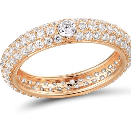 Sterling Silver w/ Rose Plating Ring White Cubic Zirconia (R310104CWCZSR925)