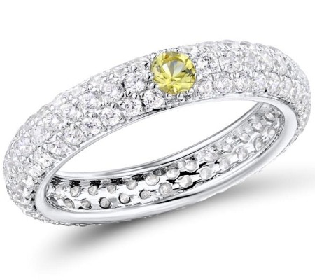 Sterling Silver Ring Green Nano Cubic Zirconia (Per,White Cubic Zirconia (R310104GNWZSL925)