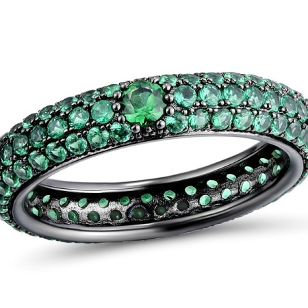 Sterling Silver w/ Black Plating Ring Green Spinel (R310104GSNSB925) - US 5