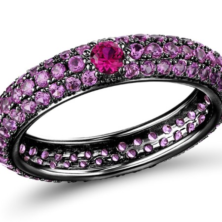 Sterling Silver w/ Black Plating Ring Created Pink Sapphire,Created Ruby (R310104HCPR1SB925)