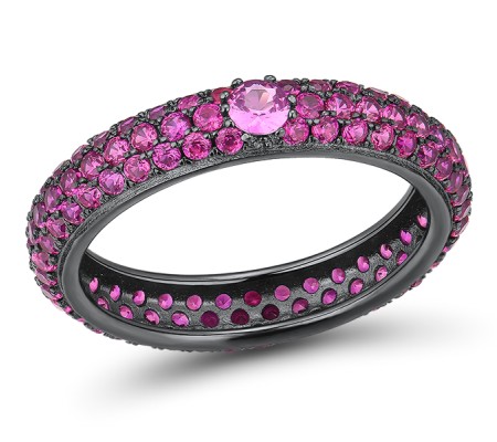 Sterling Silver w/ Black Plating Ring Created Pink Sapphire,Created Ruby (R310104HCPRSB925)