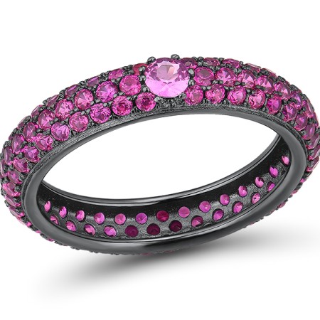 Sterling Silver w/ Black Plating Ring Created Pink Sapphire,Created Ruby (R310104HCPRSB925)