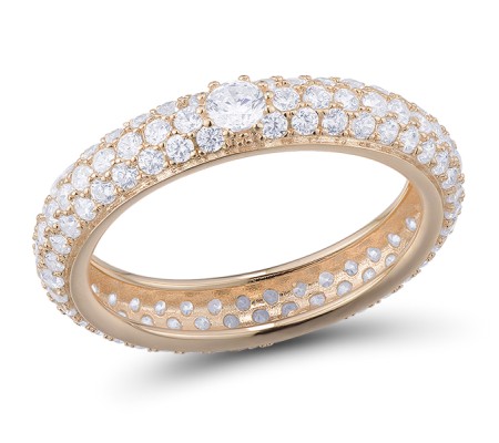 Sterling Silver w/ Rose Plating Ring White Cubic Zirconia (R310104HWCZSR925)