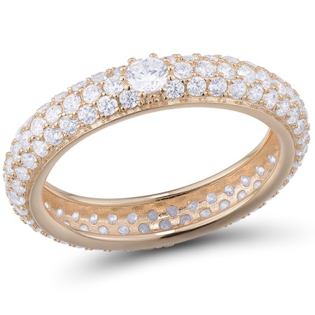 Sterling Silver w/ Rose Plating Ring White Cubic Zirconia (R310104HWCZSR925)