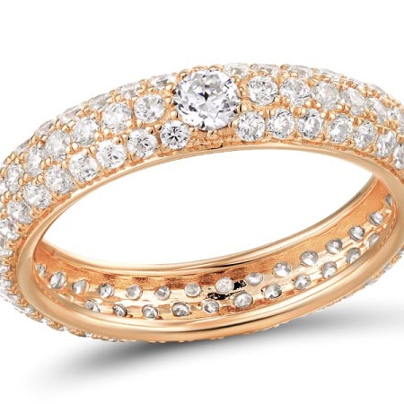 Sterling Silver w/ Rose Plating Ring White Cubic Zirconia (R310104WCZSR925) - US 6