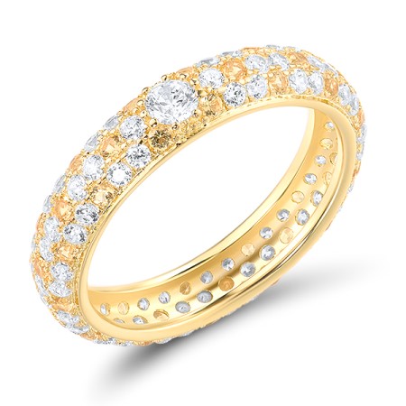 Sterling Silver w/ Yellow Plating Ring White Cubic Zirconia,Yellow Nano Crystal (R310104WYZ1SY925) - US 5