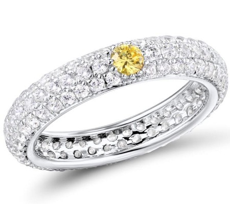 Sterling Silver Ring White Cubic Zirconia,Yellow Cubic Zirconia (R310104WYZSL925)