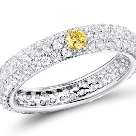 Sterling Silver Ring White Cubic Zirconia,Yellow Cubic Zirconia (R310104WYZSL925)