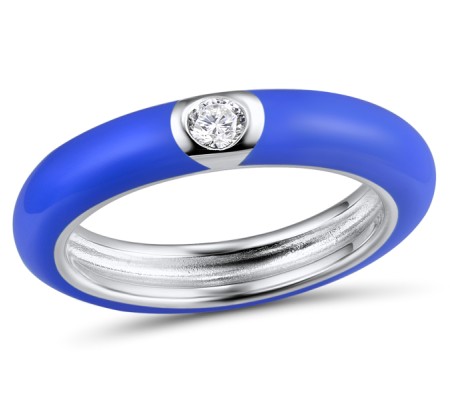 Sterling Silver Ring Enamel,White Cubic Zirconia (R310105EA42SL925) - US 6