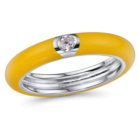 Sterling Silver Ring Enamel,White Cubic Zirconia (R310105ENA4SL925) - US 6