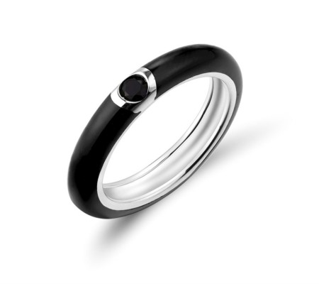 Sterling Silver Ring Black spinel,Enamel (R310105ENA51SL925) - US 6
