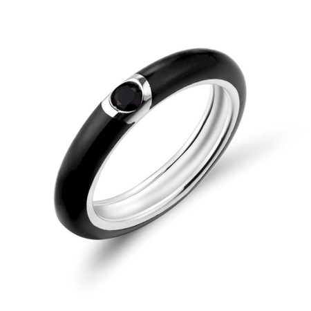 Sterling Silver Ring Black spinel,Enamel (R310105ENA51SL925) - US 6