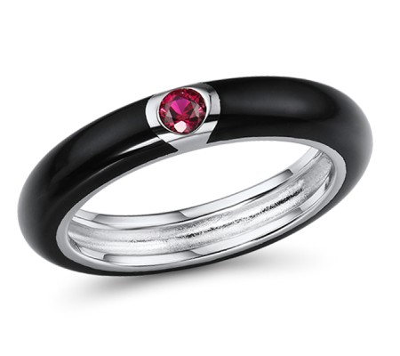 Sterling Silver Ring Created Ruby,Enamel (R310105ENA7SL925) - US 6