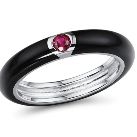Sterling Silver Ring Created Ruby,Enamel (R310105ENA7SL925) - US 6