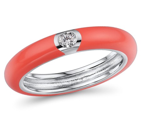 Sterling Silver Ring Enamel,White Cubic Zirconia (R310105ENASL925) - US 6