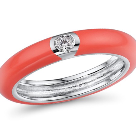 Sterling Silver Ring Enamel,White Cubic Zirconia (R310105ENASL925) - US 6