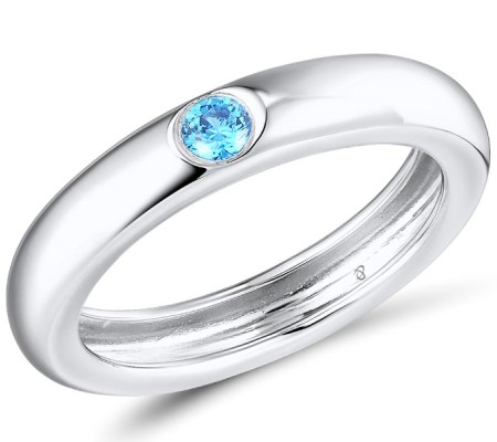 Sterling Silver Ring Blue Cubic Zirconia (R310106BLZSL925) - US 6