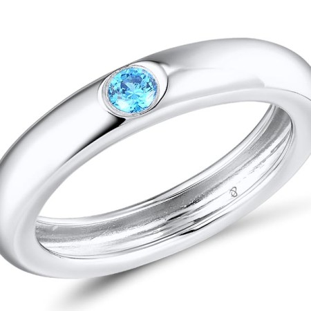 Sterling Silver Ring Blue Cubic Zirconia (R310106BLZSL925) - US 6