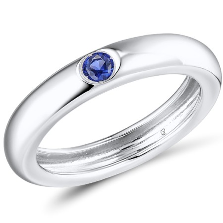 Sterling Silver Ring Blue Nano Cubic Zirconia (R310106BNZSL925) - US 5.5