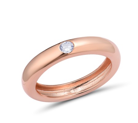 Sterling Silver w/ Rose Plating Ring White Cubic Zirconia (R310106WCZSR925) - US 8