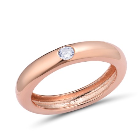 Sterling Silver w/ Rose Plating Ring White Cubic Zirconia (R310106WCZSR925) - US 8