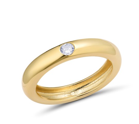 Sterling Silver w/ Yellow Plating Ring White Cubic Zirconia (R310106WCZSY925) - US 7.25