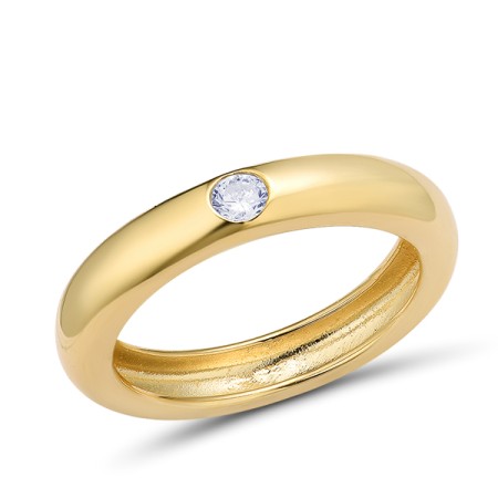 Sterling Silver w/ Yellow Plating Ring White Cubic Zirconia (R310106WCZSY925) - US 7.25