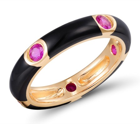 Sterling Silver w/ Rose Plating Ring Created Ruby,Enamel (R310109ENASR925) - US 6