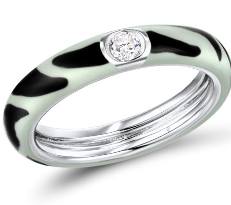 Sterling Silver Ring Enamel,White Cubic Zirconia (R310111ENA2SL925) - US 7.25