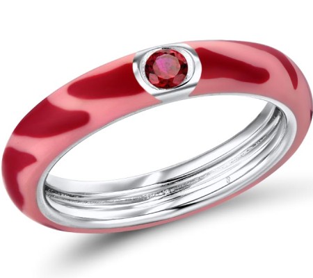 Sterling Silver Ring Created Ruby,Enamel (R310111ENA3SL925) - US 6