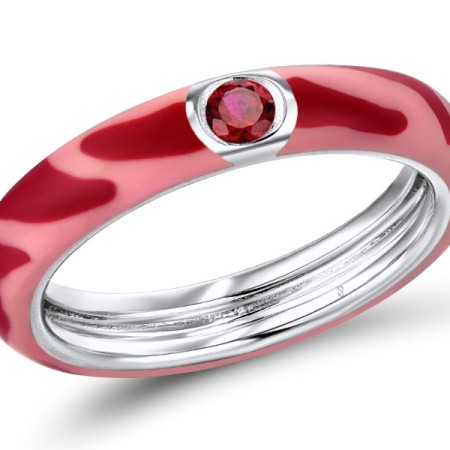Sterling Silver Ring Created Ruby,Enamel (R310111ENA3SL925) - US 6